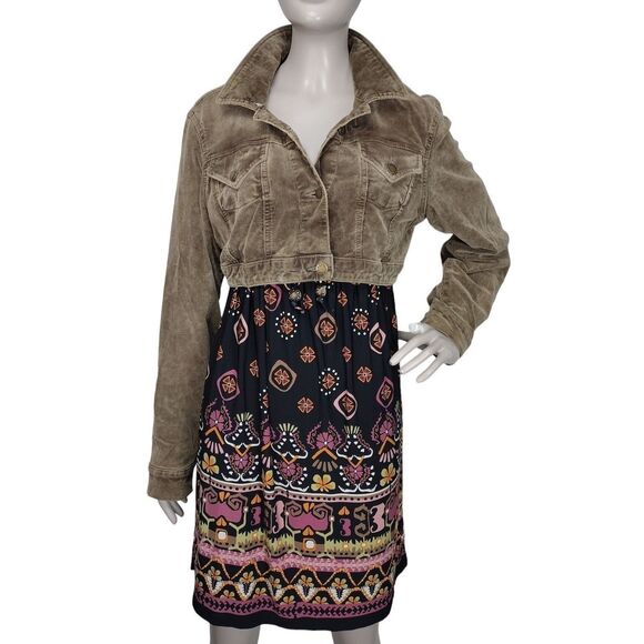 Vintage 90s Y2K Zana Di ZD Brown Corduroy Cropped Button-Up Jacket Size L/XL - Picture 2 of 9